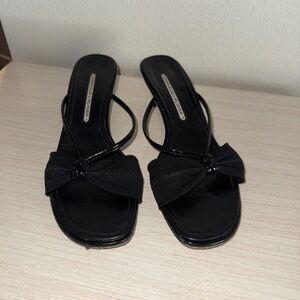 Donald J. Pliner Black Bow Slide Mules